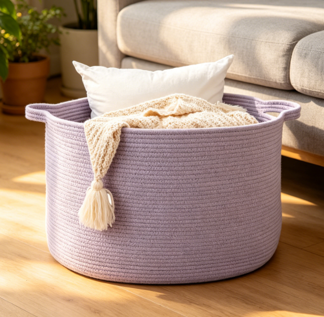Extra-Large Cotton Rope Storage Basket – Toy Storage - Image 2