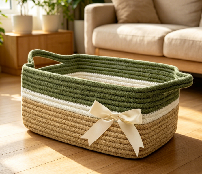 Children's Woven Storage Basket – Towel & Toy Storage - Image 2