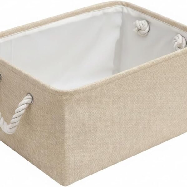 Foldable Cotton-Linen Storage Basket For Closets, Shelves, And Living Rooms