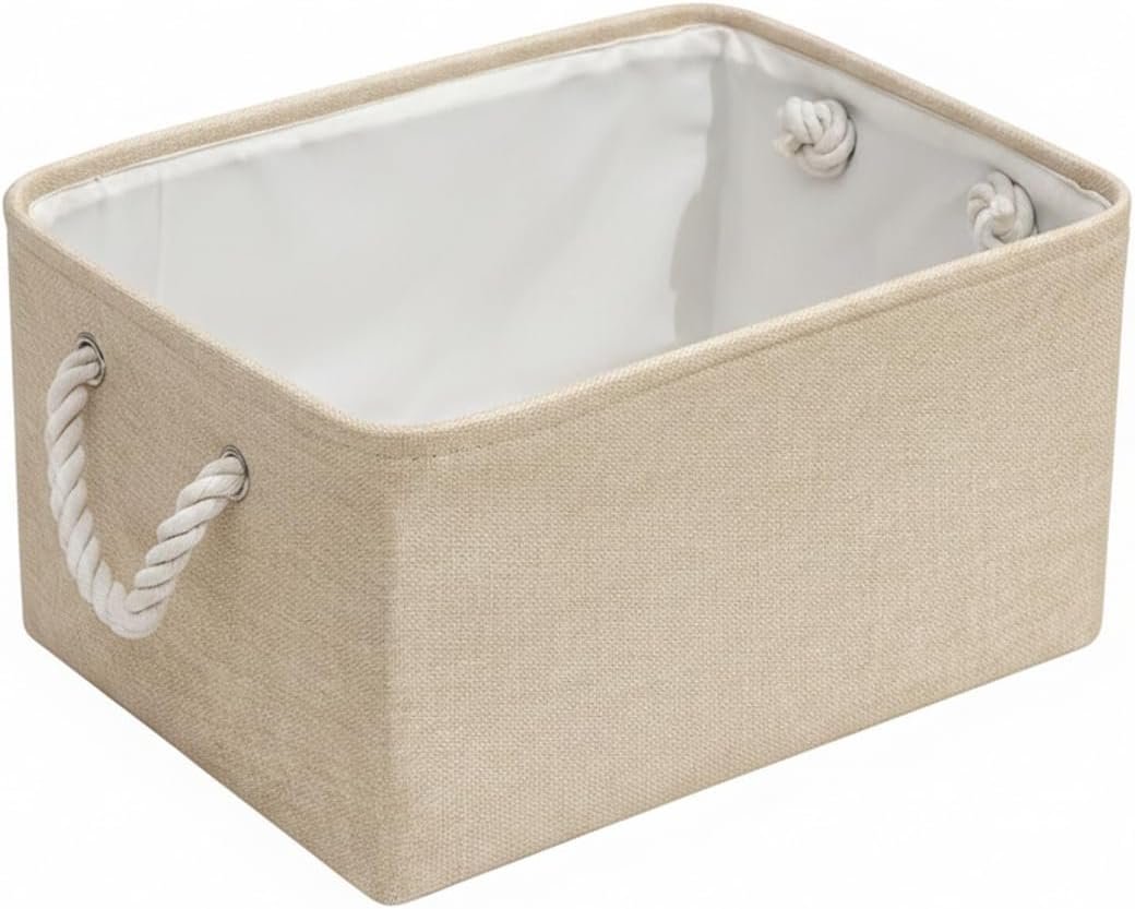 Foldable Cotton-Linen Storage Basket For Closets, Shelves, And Living Rooms