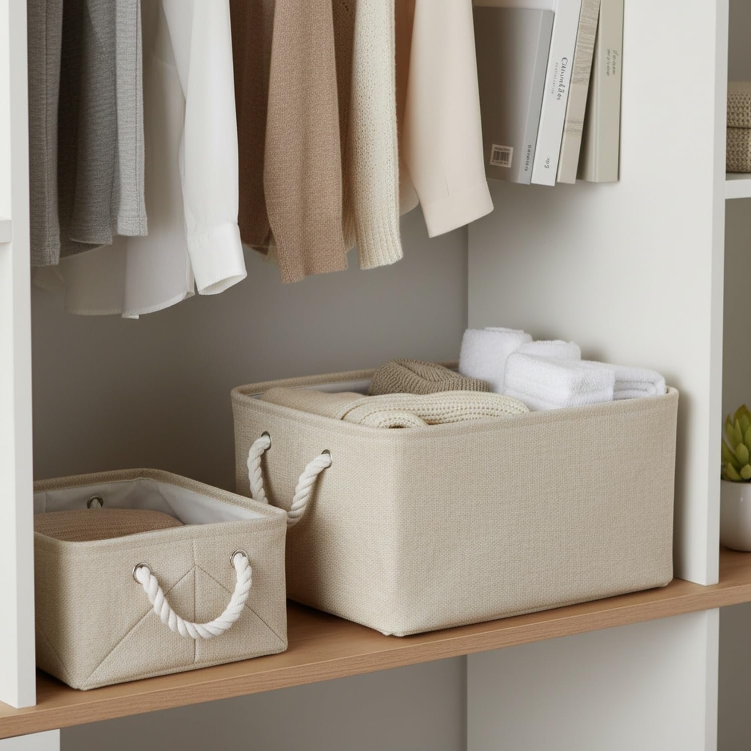 Foldable Cotton-Linen Storage Basket For Closets, Shelves, And Living Rooms - Image 2