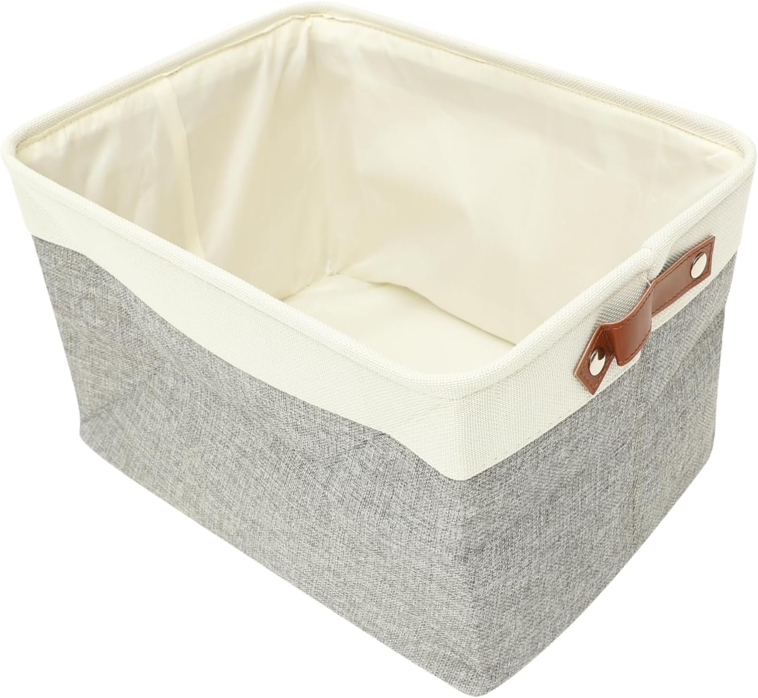 Large Cotton-Linen Storage Basket With Dual Pu Handles