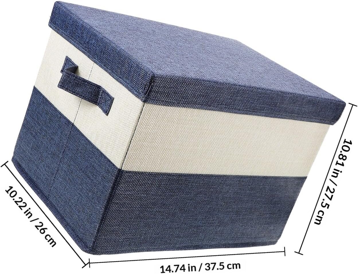Foldable Cotton-Linen Storage Basket With Lid For Miscellaneous Items - Image 2