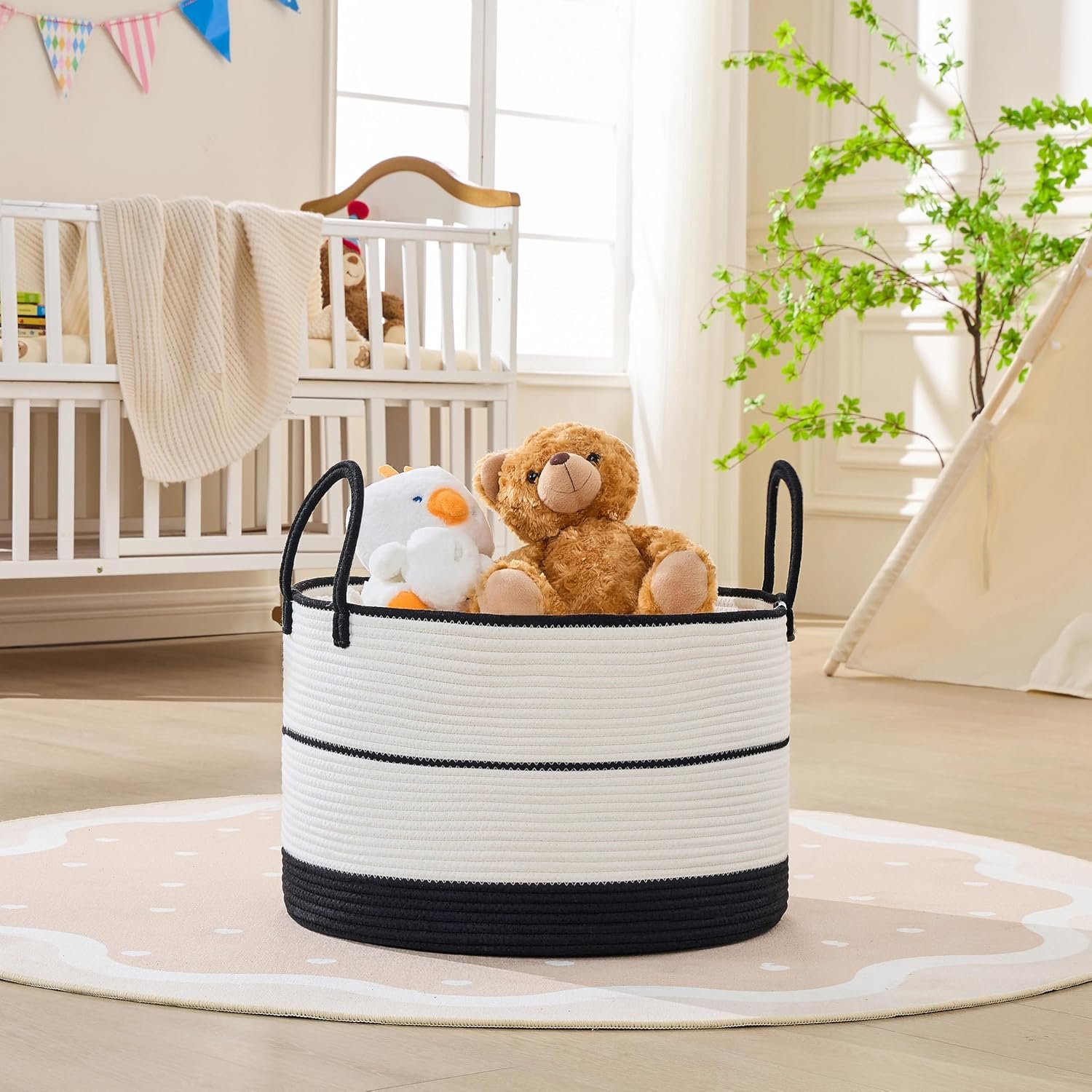 Large Blanket Storage Basket With Handles For The Living Room - Image 2
