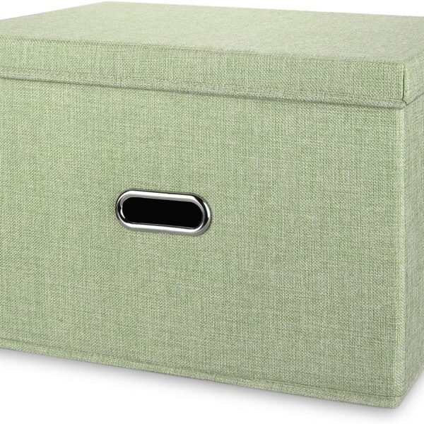Large Foldable Linen Storage Bin With Lid, Handles, And Washable Design
