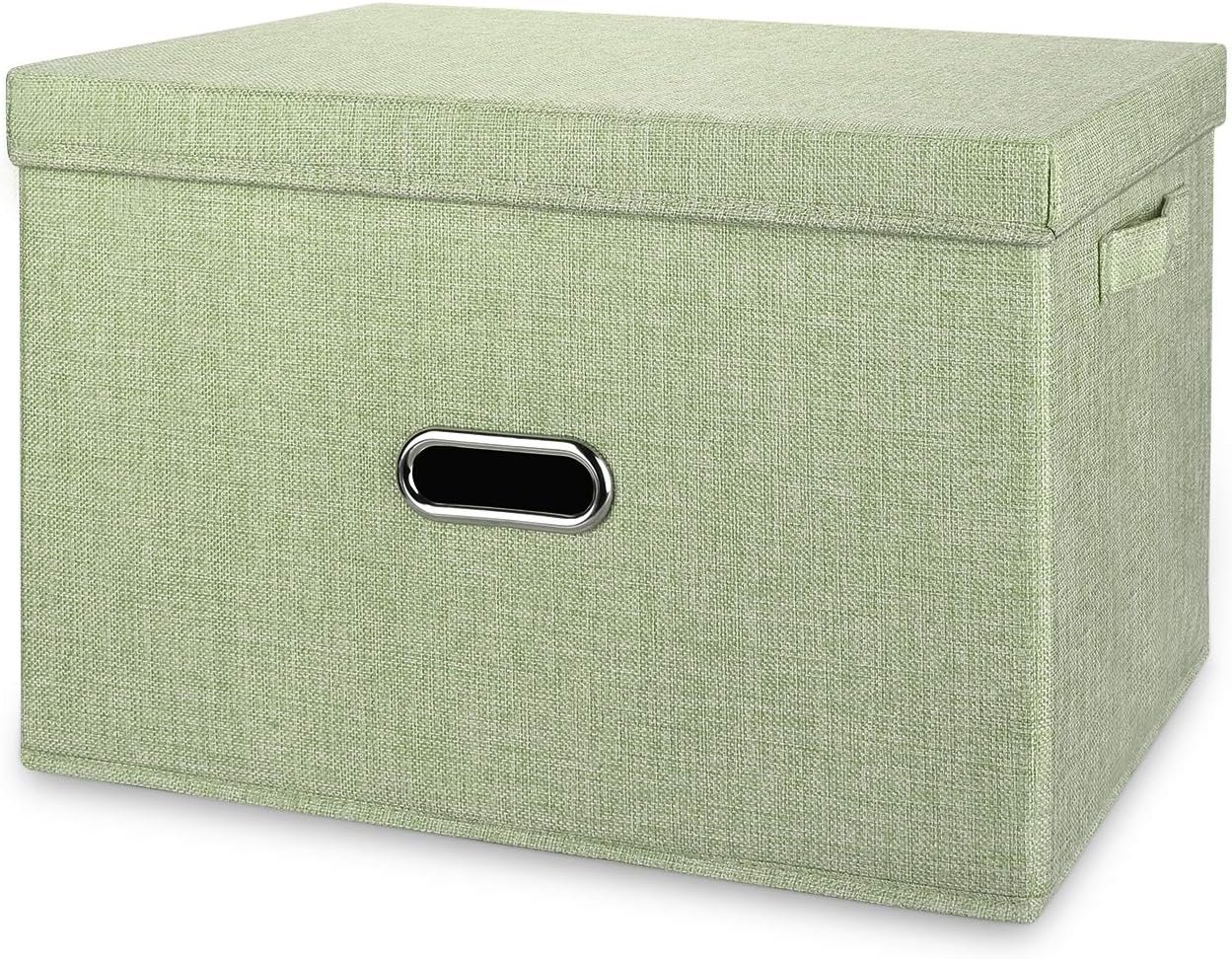 Large Foldable Linen Storage Bin With Lid, Handles, And Washable Design