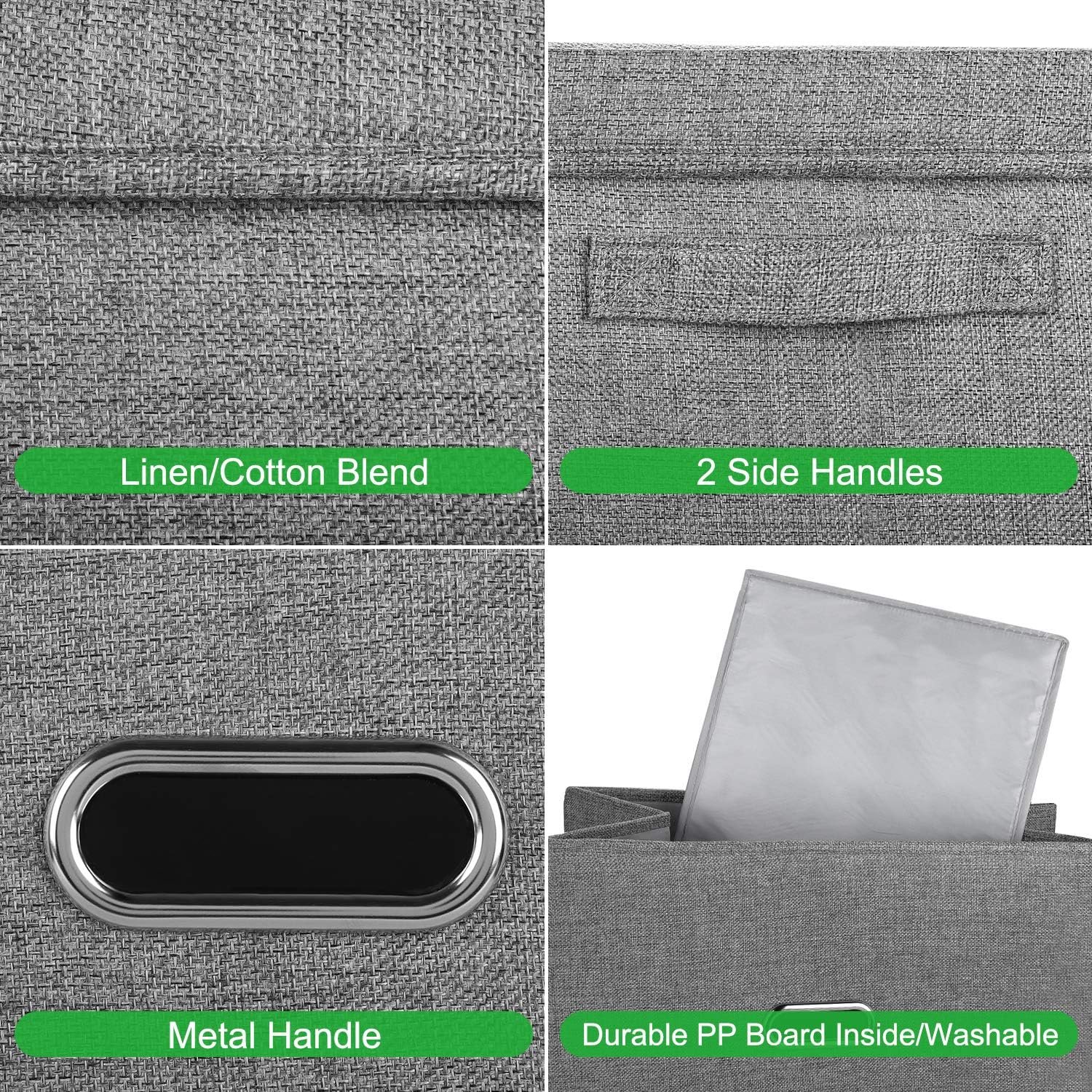 Large Foldable Linen Storage Bin With Lid, Handles, And Washable Design - Image 2